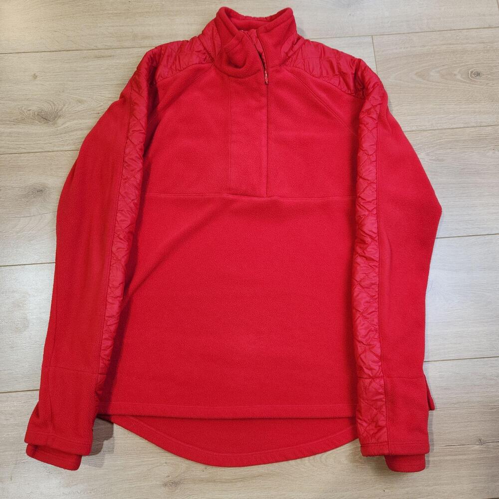 Athleta Jacket Womens Medium Red Fleece 1/4 Zip Quilted Insulated Pullover